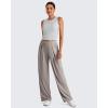 imageG4Free Lightbreeze Workout Tank Tops for Women Yoga Crop Top Side Ruched Sleeveless High Neck Athletic Gym Shirts SummerGray