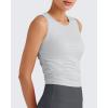 imageG4Free Lightbreeze Workout Tank Tops for Women Yoga Crop Top Side Ruched Sleeveless High Neck Athletic Gym Shirts SummerGray