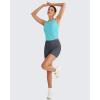 imageG4Free Lightbreeze Workout Tank Tops for Women Yoga Crop Top Side Ruched Sleeveless High Neck Athletic Gym Shirts SummerLake Blue