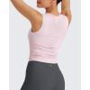 imageG4Free Lightbreeze Workout Tank Tops for Women Yoga Crop Top Side Ruched Sleeveless High Neck Athletic Gym Shirts SummerPink