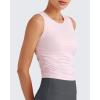 imageG4Free Lightbreeze Workout Tank Tops for Women Yoga Crop Top Side Ruched Sleeveless High Neck Athletic Gym Shirts SummerPink