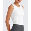 imageG4Free Lightbreeze Workout Tank Tops for Women Yoga Crop Top Side Ruched Sleeveless High Neck Athletic Gym Shirts SummerWhite