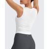 imageG4Free Lightbreeze Workout Tank Tops for Women Yoga Crop Top Side Ruched Sleeveless High Neck Athletic Gym Shirts SummerWhite