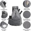 imageG4Free Pickleball Bag Pickleball Backpack for Women ampamp Men Adjustable Sling Bag with Waterproof PocketFence Hook Blue LeafLight Grey