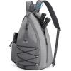 imageG4Free Pickleball Bag Pickleball Backpack for Women ampamp Men Adjustable Sling Bag with Waterproof PocketFence Hook Blue LeafLight Grey