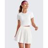 imageG4Free Pleated Womens Tennis Skirts Flowy Golf Skorts High Waisted Soft Athletic A Line Builtin Shorts with 2Way PocketsWhite