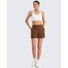 imageG4Free ShiftReady Athletic Shorts for Women High Waisted Trouser Shorts Trendy Casual Summer Short with PocketsDark Coffee