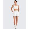 imageG4Free ShiftReady Athletic Shorts for Women High Waisted Trouser Shorts Trendy Casual Summer Short with PocketsWhite