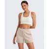 imageG4Free Smoofit Modal Soft Casual Shorts for Women 4quot High Waisted Sweat Shorts Summer Lounge Shorts with PocketsLight Khaki