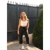 imageG4Free Wide Leg Capris Yoga Pants for Women with Pockets Summer High Waist Dress Pants for Workout Casual Pants 21quotBlack