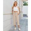 imageG4Free Wide Leg Capris Yoga Pants for Women with Pockets Summer High Waist Dress Pants for Workout Casual Pants 21quotKhaki