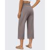 imageG4Free Wide Leg Capris Yoga Pants for Women with Pockets Summer High Waist Dress Pants for Workout Casual Pants 21quotTaupe