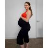 imageG4Free Wide Leg Maternity Yoga Capris Over The Belly Stretch Pregnancy Cropped Pants with PocketsBlack