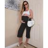 imageG4Free Wide Leg Maternity Yoga Capris Over The Belly Stretch Pregnancy Cropped Pants with PocketsBlack