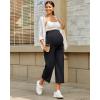 imageG4Free Wide Leg Maternity Yoga Capris Over The Belly Stretch Pregnancy Cropped Pants with PocketsBlack