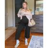 imageG4Free Wide Leg Maternity Yoga Capris Over The Belly Stretch Pregnancy Cropped Pants with PocketsBlack