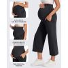 imageG4Free Wide Leg Maternity Yoga Capris Over The Belly Stretch Pregnancy Cropped Pants with PocketsBlack