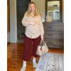 imageG4Free Wide Leg Maternity Yoga Capris Over The Belly Stretch Pregnancy Cropped Pants with PocketsDark Burgundy