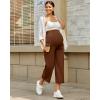 imageG4Free Wide Leg Maternity Yoga Capris Over The Belly Stretch Pregnancy Cropped Pants with PocketsDark Coffee