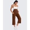 imageG4Free Wide Leg Maternity Yoga Capris Over The Belly Stretch Pregnancy Cropped Pants with PocketsDark Coffee