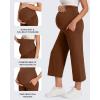 imageG4Free Wide Leg Maternity Yoga Capris Over The Belly Stretch Pregnancy Cropped Pants with PocketsDark Coffee