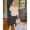 imageG4Free Wide Leg Maternity Yoga Capris Over The Belly Stretch Pregnancy Cropped Pants with PocketsDark Gray