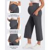 imageG4Free Wide Leg Maternity Yoga Capris Over The Belly Stretch Pregnancy Cropped Pants with PocketsDark Gray
