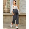 imageG4Free Wide Leg Maternity Yoga Capris Over The Belly Stretch Pregnancy Cropped Pants with PocketsDark Gray
