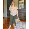 imageG4Free Wide Leg Maternity Yoga Capris Over The Belly Stretch Pregnancy Cropped Pants with PocketsGray Sage