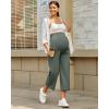 imageG4Free Wide Leg Maternity Yoga Capris Over The Belly Stretch Pregnancy Cropped Pants with PocketsGray Sage