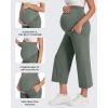imageG4Free Wide Leg Maternity Yoga Capris Over The Belly Stretch Pregnancy Cropped Pants with PocketsGray Sage