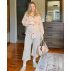 imageG4Free Wide Leg Maternity Yoga Capris Over The Belly Stretch Pregnancy Cropped Pants with PocketsLight Gray