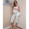 imageG4Free Wide Leg Maternity Yoga Capris Over The Belly Stretch Pregnancy Cropped Pants with PocketsLight Gray