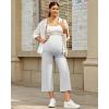 imageG4Free Wide Leg Maternity Yoga Capris Over The Belly Stretch Pregnancy Cropped Pants with PocketsLight Gray