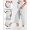 imageG4Free Wide Leg Maternity Yoga Capris Over The Belly Stretch Pregnancy Cropped Pants with PocketsLight Gray
