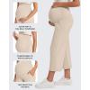 imageG4Free Wide Leg Maternity Yoga Capris Over The Belly Stretch Pregnancy Cropped Pants with PocketsLight Khaki