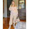 imageG4Free Wide Leg Maternity Yoga Capris Over The Belly Stretch Pregnancy Cropped Pants with PocketsLight Khaki