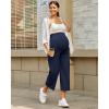 imageG4Free Wide Leg Maternity Yoga Capris Over The Belly Stretch Pregnancy Cropped Pants with PocketsRoyal Blue