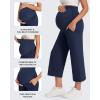 imageG4Free Wide Leg Maternity Yoga Capris Over The Belly Stretch Pregnancy Cropped Pants with PocketsRoyal Blue