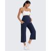 imageG4Free Wide Leg Maternity Yoga Capris Over The Belly Stretch Pregnancy Cropped Pants with PocketsRoyal Blue