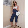 imageG4Free Wide Leg Maternity Yoga Capris Over The Belly Stretch Pregnancy Cropped Pants with PocketsRoyal Blue