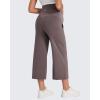 imageG4Free Wide Leg Maternity Yoga Capris Over The Belly Stretch Pregnancy Cropped Pants with PocketsTaupe