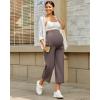 imageG4Free Wide Leg Maternity Yoga Capris Over The Belly Stretch Pregnancy Cropped Pants with PocketsTaupe