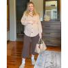 imageG4Free Wide Leg Maternity Yoga Capris Over The Belly Stretch Pregnancy Cropped Pants with PocketsTaupe