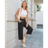imageG4Free Wide Leg Pants for Women Yoga Capris with Pockets Drawstring Casual Cropped Pants for SummerBlack