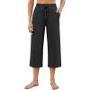 imageG4Free Wide Leg Pants for Women Yoga Capris with Pockets Drawstring Casual Cropped Pants for SummerBlack