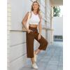 imageG4Free Wide Leg Pants for Women Yoga Capris with Pockets Drawstring Casual Cropped Pants for SummerDark Coffee