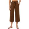 imageG4Free Wide Leg Pants for Women Yoga Capris with Pockets Drawstring Casual Cropped Pants for SummerDark Coffee