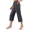 imageG4Free Wide Leg Pants for Women Yoga Capris with Pockets Drawstring Casual Cropped Pants for SummerDeep Grey