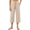 imageG4Free Wide Leg Pants for Women Yoga Capris with Pockets Drawstring Casual Cropped Pants for SummerLight Khaki